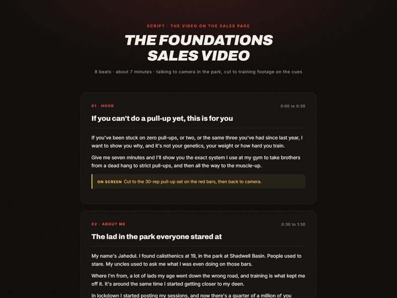 Sales video script preview